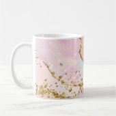 Elegante roze & witte & nepgoud glinsterende agaat koffiemok (Links)