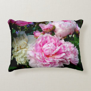 Elegante roze witte pioen bloementuin foto accent kussen