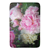 Elegante roze witte pioen bloementuin foto badmat (Voorkant Verticaal)