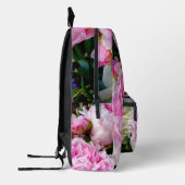 Elegante roze witte pioen bloementuin foto bedrukte rugzak (Links)