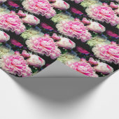 Elegante roze witte pioen bloementuin foto cadeaupapier (Hoek)