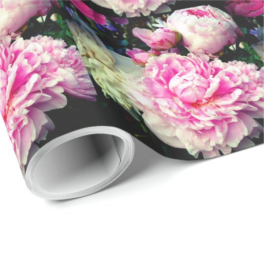 Elegante roze witte pioen bloementuin foto cadeaupapier (Rol Hoek)