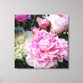 Elegante roze witte pioen bloementuin foto canvas afdruk (Voorkant)