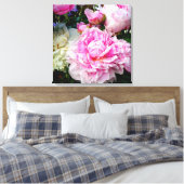 Elegante roze witte pioen bloementuin foto canvas afdruk (Insitu (Slaapkamer))