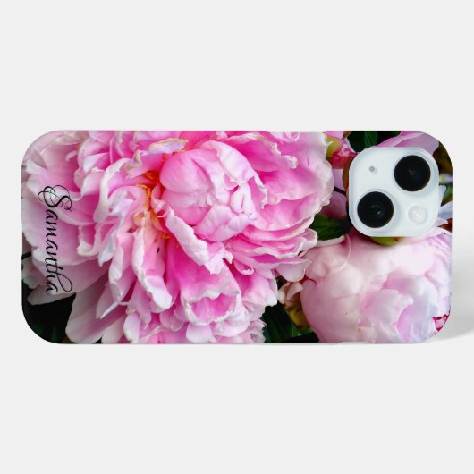 Elegante roze witte pioen bloementuin foto Case-Mate iPhone case (Achterkant (horizontaal))