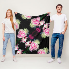 Elegante roze witte pioen bloementuin foto fleece deken