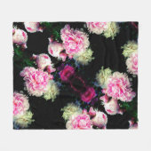 Elegante roze witte pioen bloementuin foto fleece deken (Voorkant (Horizontaal))
