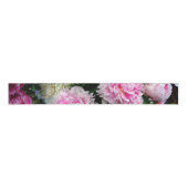 Elegante roze witte pioen bloementuin foto grosgrain lint (Voorkant)