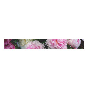 Elegante roze witte pioen bloementuin foto grosgrain lint