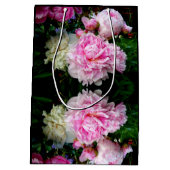 Elegante roze witte pioen bloementuin foto medium cadeauzakje (Achterkant)