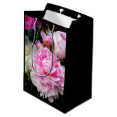 Elegante roze witte pioen bloementuin foto medium cadeauzakje (Achterkant Gekanteld)