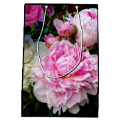 Elegante roze witte pioen bloementuin foto medium cadeauzakje (Achterkant)