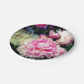 Elegante roze witte pioen bloementuin foto papieren bordje (Gekanteld)