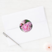 Elegante roze witte pioen bloementuin foto ronde sticker (Envelop)