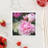 Elegante roze witte pioen bloementuin foto servet (Insitu)