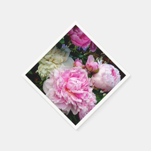 Elegante roze witte pioen bloementuin foto servet (Hoek)