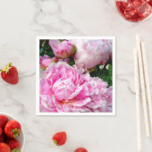 Elegante roze witte pioen bloementuin foto servetten (Insitu)