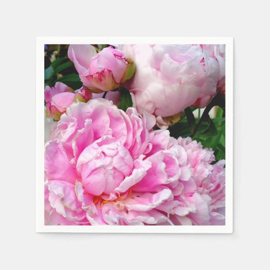 Elegante roze witte pioen bloementuin foto servetten (Voorkant)