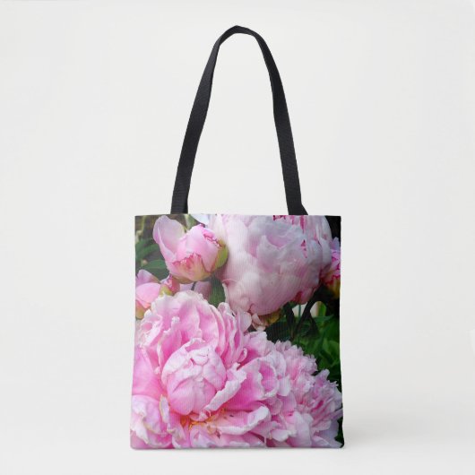 Elegante roze witte pioen bloementuin foto tote bag (Voorkant)