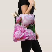 Elegante roze witte pioen bloementuin foto tote bag (Dichtbij)