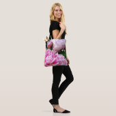 Elegante roze witte pioen bloementuin foto tote bag (Op model)