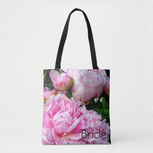 Elegante roze witte pioen bloementuin foto tote bag (Voorkant)