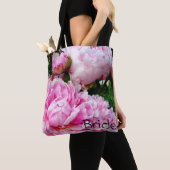 Elegante roze witte pioen bloementuin foto tote bag (Dichtbij)