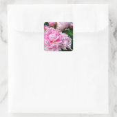 Elegante roze witte pioen bloementuin foto vierkante sticker (Tas)
