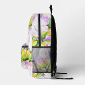 Elegante roze witte pioen florale waterverf bedrukte rugzak (Rechts)