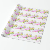 Elegante roze witte pioen florale waterverf cadeaupapier (Uitgerold)