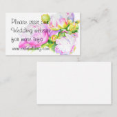 Elegante roze witte pioen florale waterverf informatiekaartje (Voorkant / Achterkant)