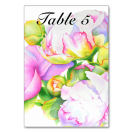 Elegante roze witte pioen florale waterverf kaart