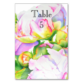 Elegante roze witte pioen florale waterverf kaart