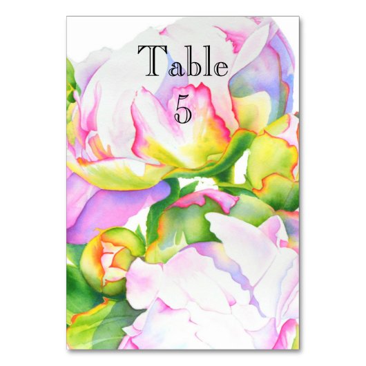 Elegante roze witte pioen florale waterverf kaart (Voorkant)