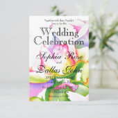 Elegante roze witte pioen florale waterverf kaart (Staand voorkant)