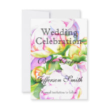 Elegante roze witte pioen florale waterverf