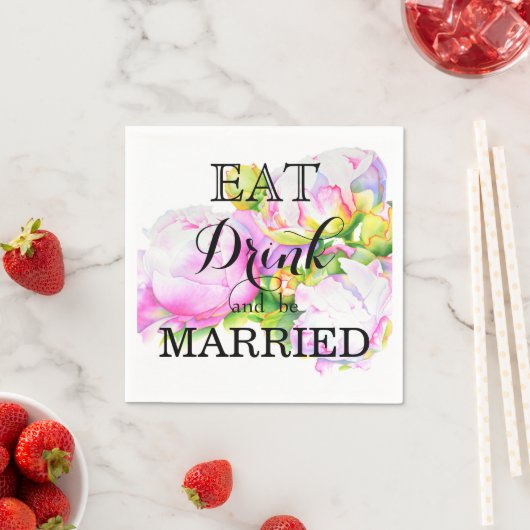 Elegante roze witte pioen florale waterverf servetten (Insitu)