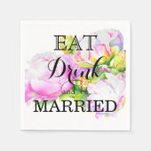 Elegante roze witte pioen florale waterverf servetten (Voorkant)