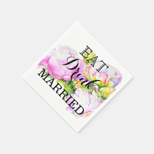 Elegante roze witte pioen florale waterverf servetten (Hoek)