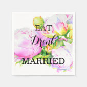 Elegante roze witte pioen florale waterverf servetten (Voorkant)