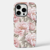 Elegante Roze Witte Pioenbloemen iPhone case (Achterkant)