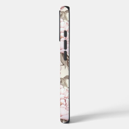 Elegante Roze Witte Pioenbloemen iPhone case (Achterkant / Links)