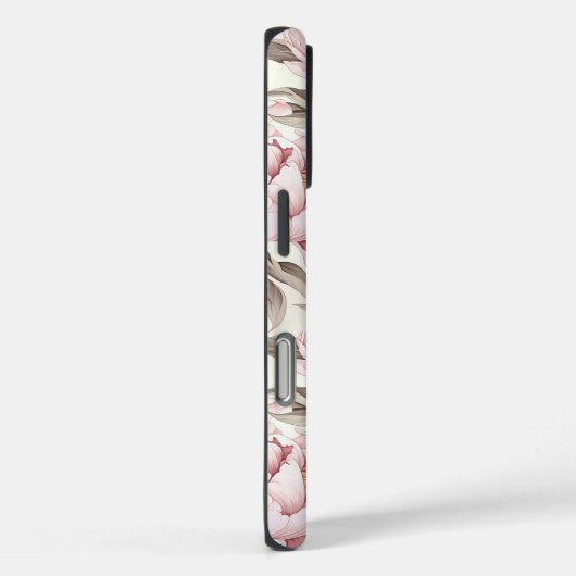 Elegante Roze Witte Pioenbloemen iPhone case (Achterkant / Rechts)
