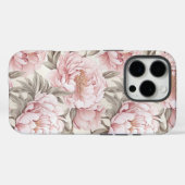 Elegante Roze Witte Pioenbloemen iPhone case (Achterkant (horizontaal))