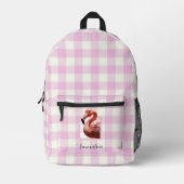 Elegante roze witte plaid flamingo personaliseren bedrukte rugzak (Voorkant)