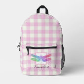 Elegante roze witte plaid libel personaliseren bedrukte rugzak (Voorkant)