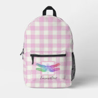 Elegante roze witte plaid libel personaliseren