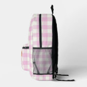 Elegante roze witte plaid teddybeer personaliseren bedrukte rugzak (Rechts)
