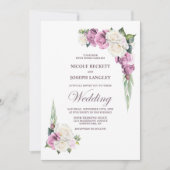 Elegante roze witte roos bloemenbruiloft kaart (Voorkant)