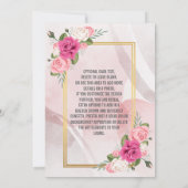 Elegante Roze & Witte Roos Huwelijksuitnodiging Kaart (Achterkant)